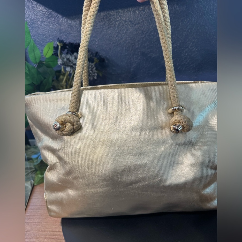Kate Spade Metallic Gold Rope Handle Tote - Picture 2 of 6